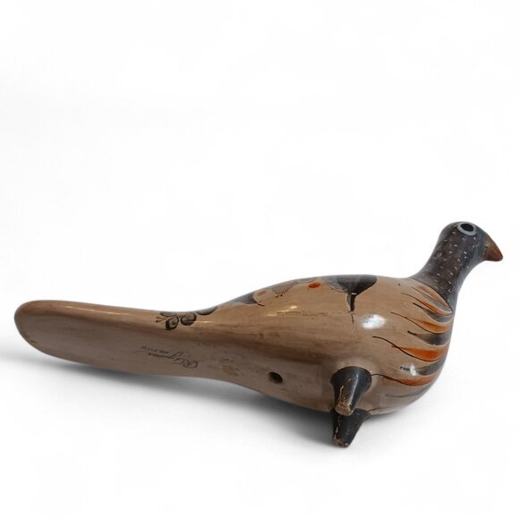 Signed R. Aguirre Tonalá Mexican Pottery Bird  Mid-Century Hand-Painted Folk Art - Picture 6 of 15
